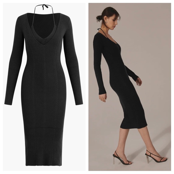 Favorite Daughter Dresses & Skirts - NEW Favorite Daughter The Take Me Somewhere Ribbed Peekaboo Halter Midi Dress
